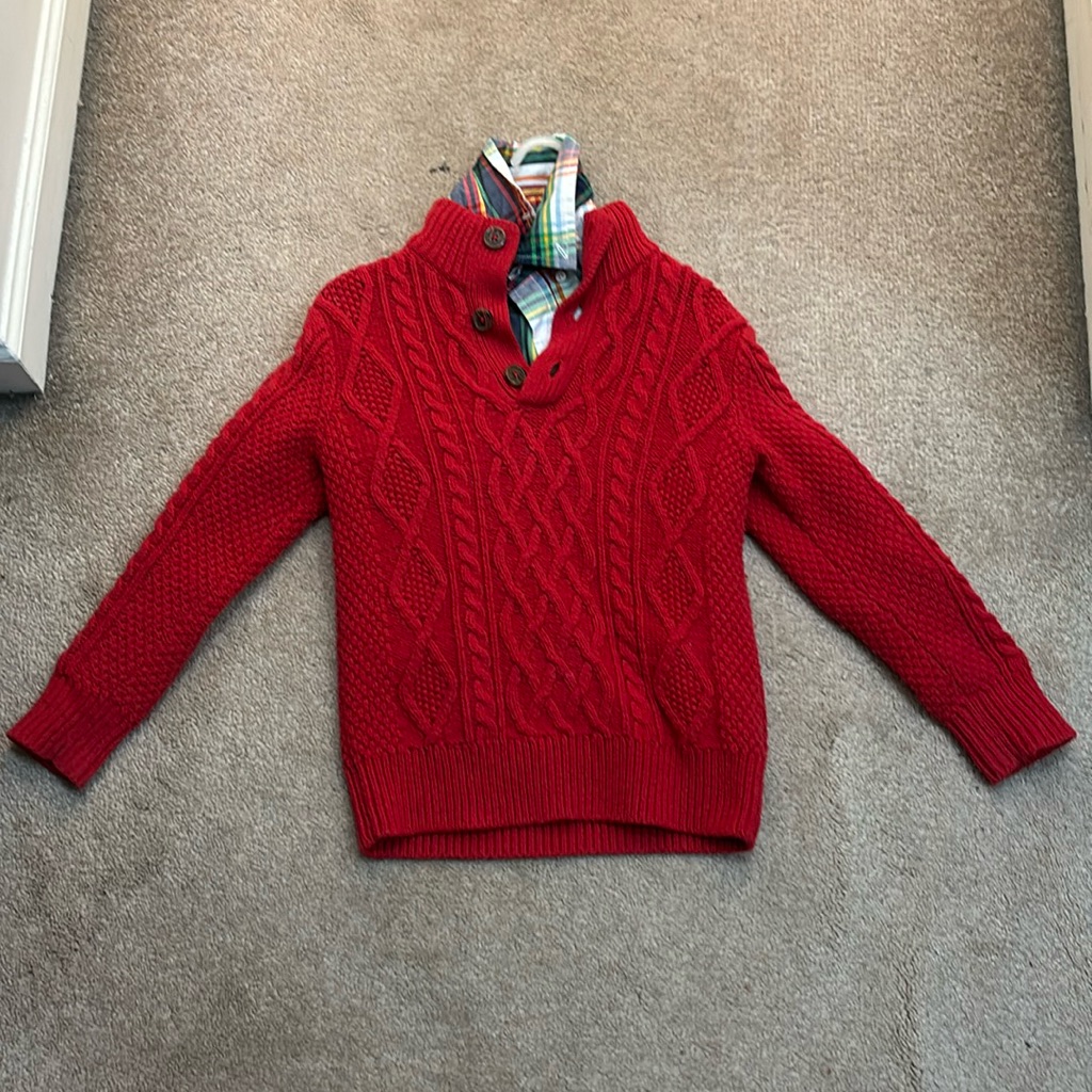 Kids Gap Sweater With Fold Down Collar Matching Gap Button Down Top Size S